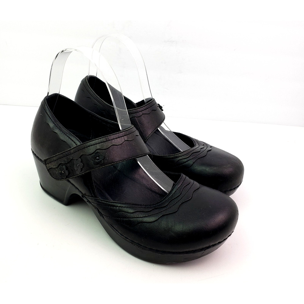 Dansko Black Leather Mules